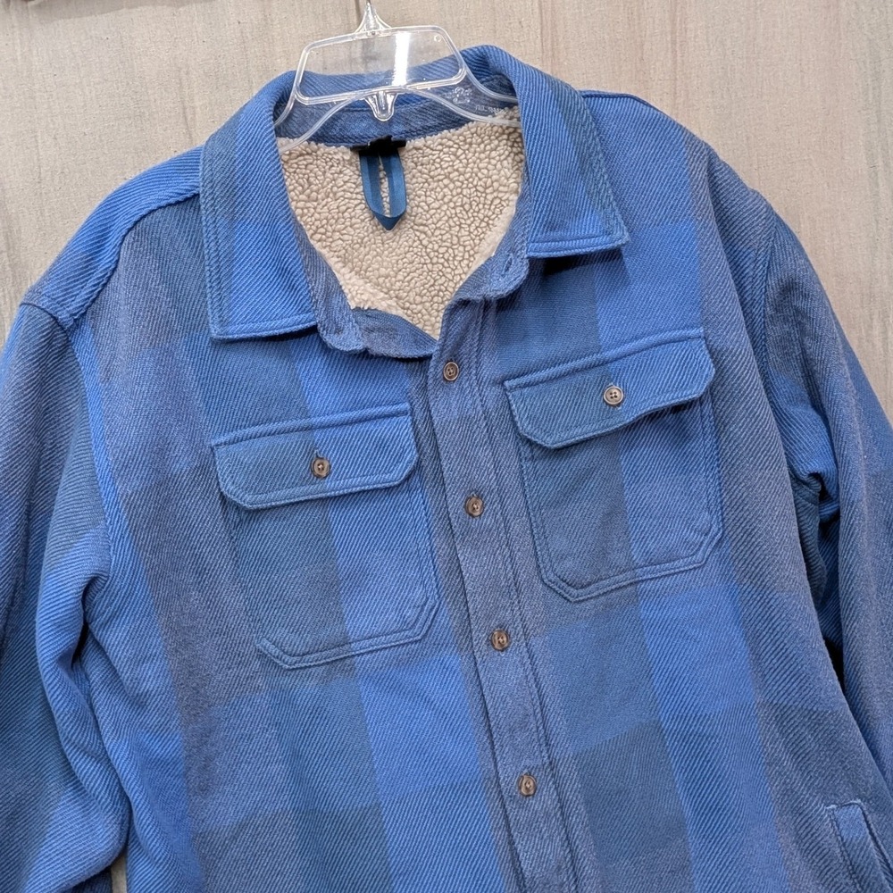 Patagonia Mens Insulated Fjord Flannel Jacket Blue Plaid Organic Cotton 20365 L